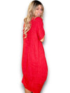 Helga May Mid Sleeve Maxi Dress: Red