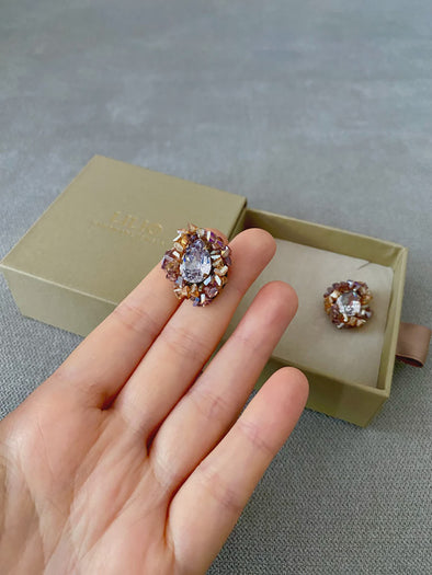 Crystal Peach Studs