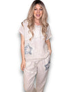 Helga May: Linen Star Top - Beige