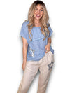 Helga May: Linen Star Top - Petrol