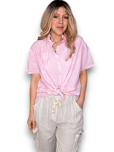 Helga May: Dolly Lace Shirt - Bubblegum Pink
