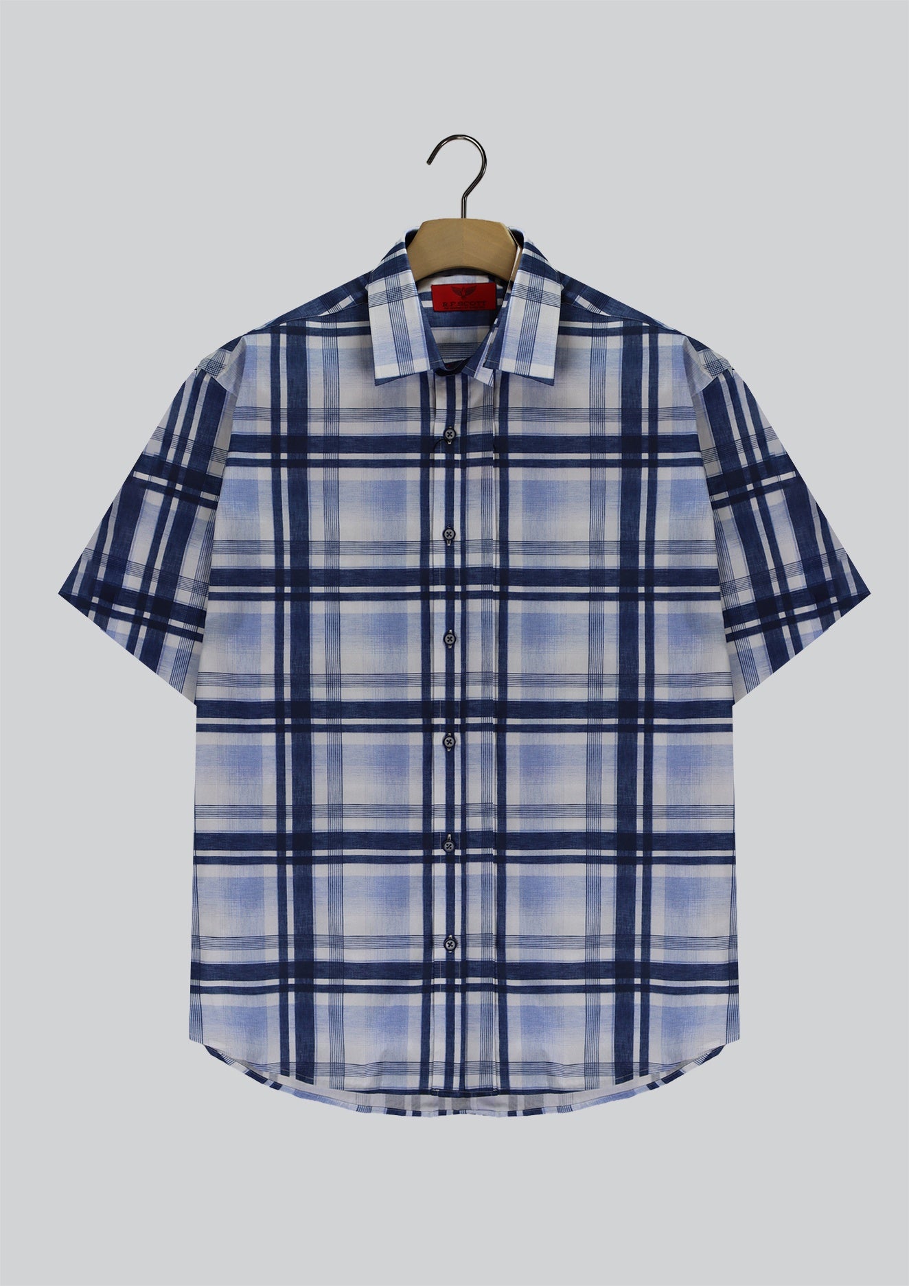 R.F. Scott Field Short Sleeve Shirt: Large Check - Navy