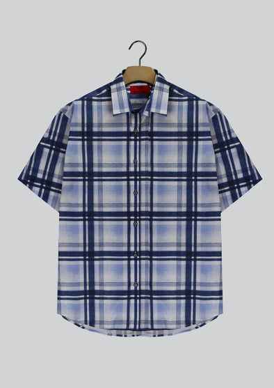 R.F. Scott Field Short Sleeve Shirt: Large Check - Navy