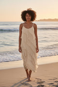 La Strada Silk Ruffle Dress in Beige