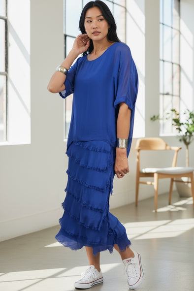 La Strada: Silk Rilassata Dress - Cobalt