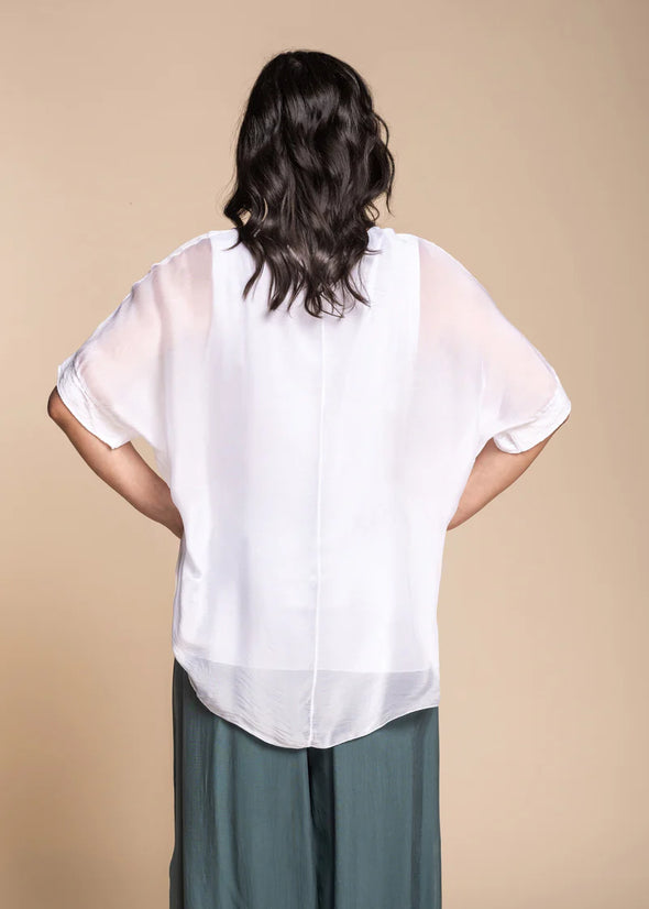 Mimi Silk & Sequin Top - White