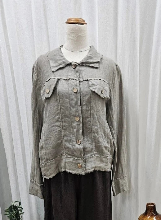 Corte Italian Linen Jacket in Mocha