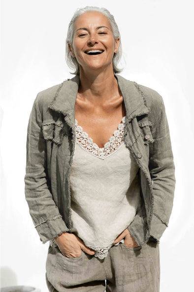 Corte Italian Linen Jacket in Mocha