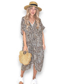 Helga May: Maxi Knot Dress - Beige Leopard