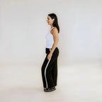Moke: Indiana Wide Leg Pant - Black & Cream Stripe
