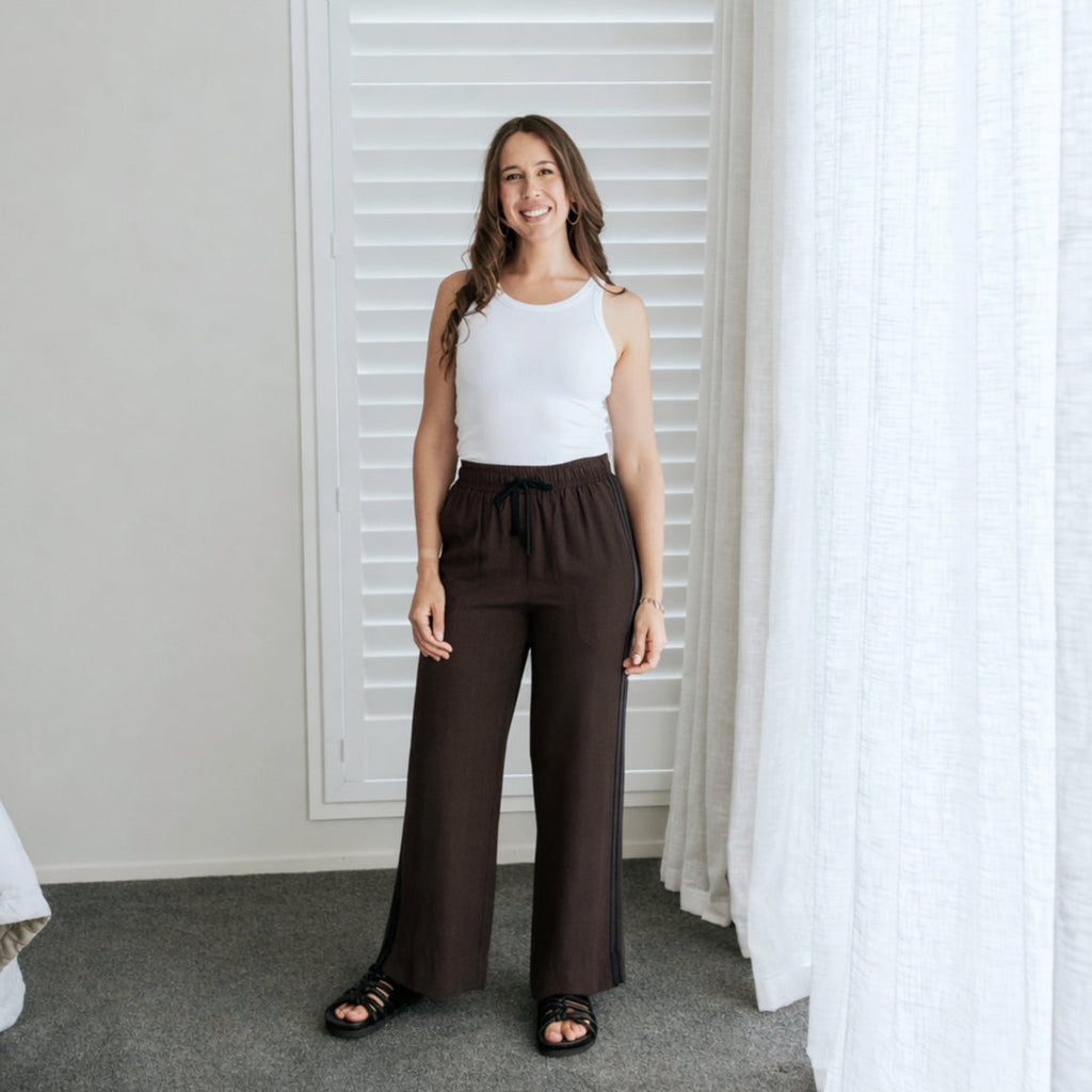 Moke: Indiana Wide Leg Pant - Chocolate & Black