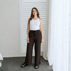 Moke: Indiana Wide Leg Pant - Chocolate & Black