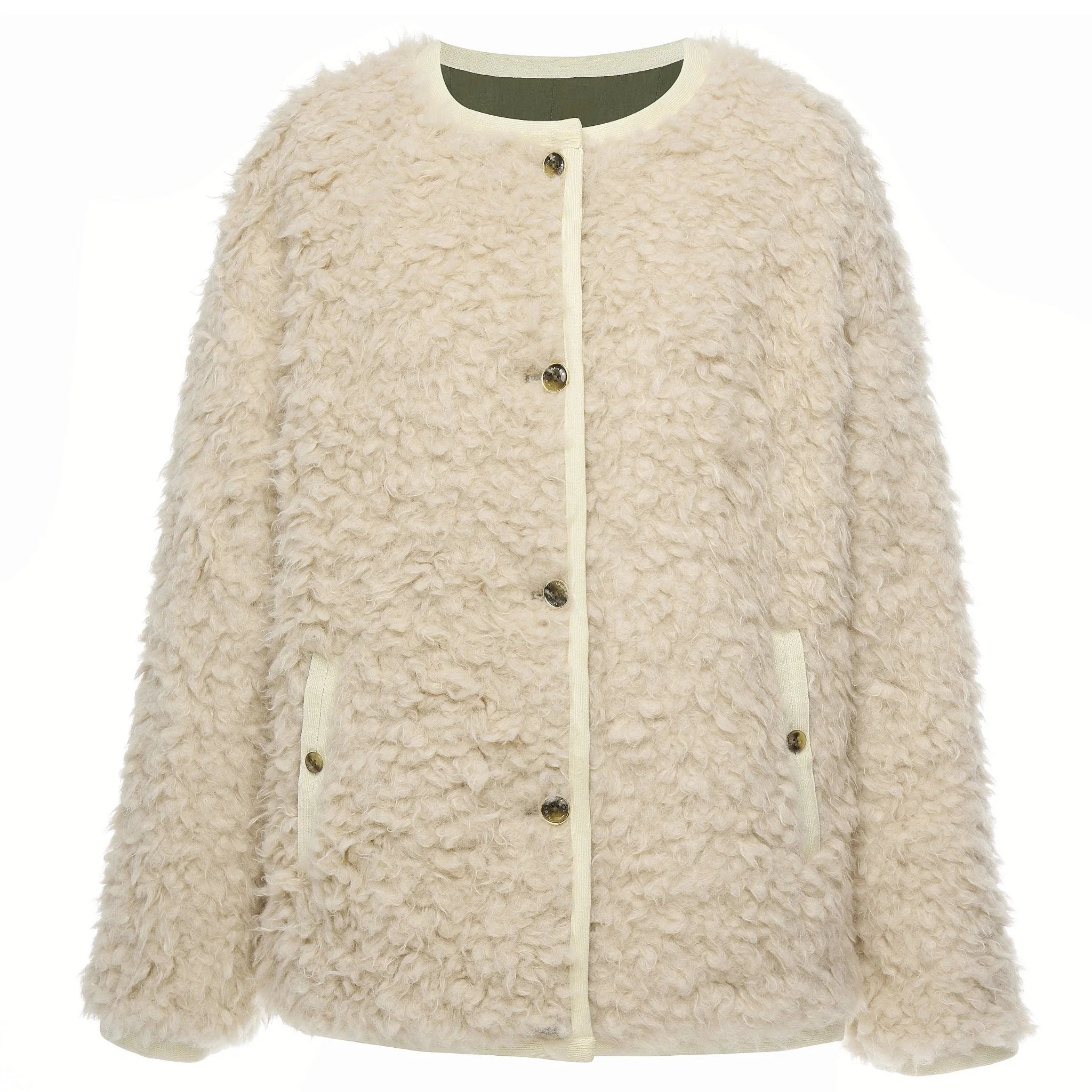 Moke: Juniper Reversible Jacket - Olive Green/Cream