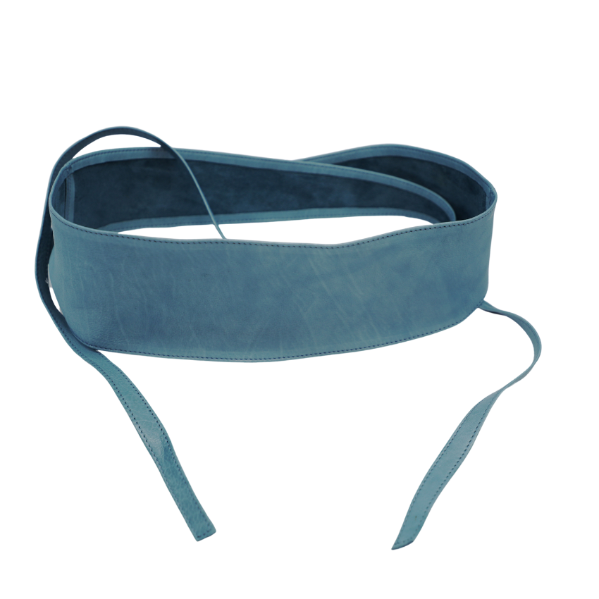 Italian Leather Sash Belt - Teal