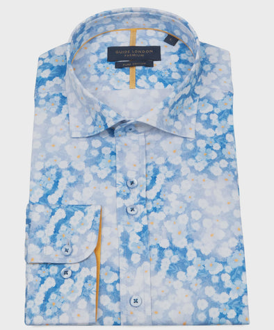 Guide London Long Sleeve Shirt : Summer Floral - Blue