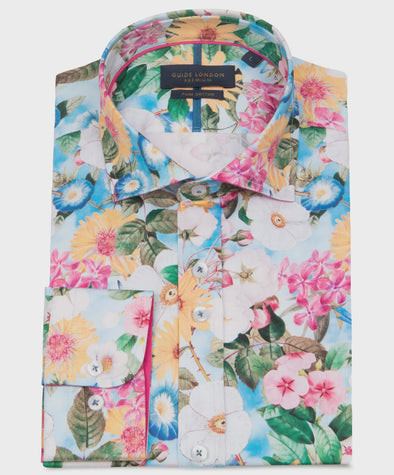 Guide London Long Sleeve Shirt : Vibrant Floral - Multi