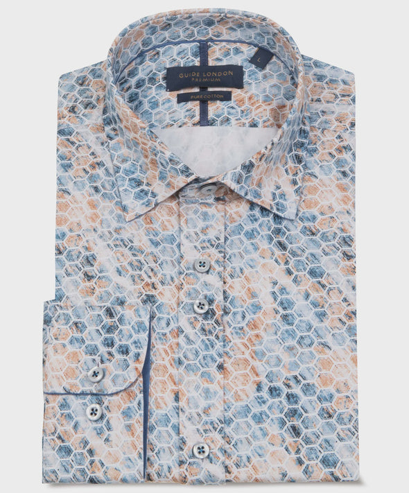 Guide London Long Sleeve Shirt : Modern Geometry - Multi