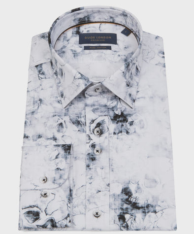 Guide London Long Sleeve Shirt : Faded Skulls - White