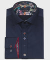 Guide London Long Sleeve Shirt : Plain Leafy Charm - Navy