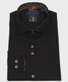 Guide London Long Sleeve Shirt : Plain But Not Plain Leafy Print - Black