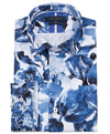 Guide London Long Sleeve Shirt : Large Scale Rose Print - Blue & White