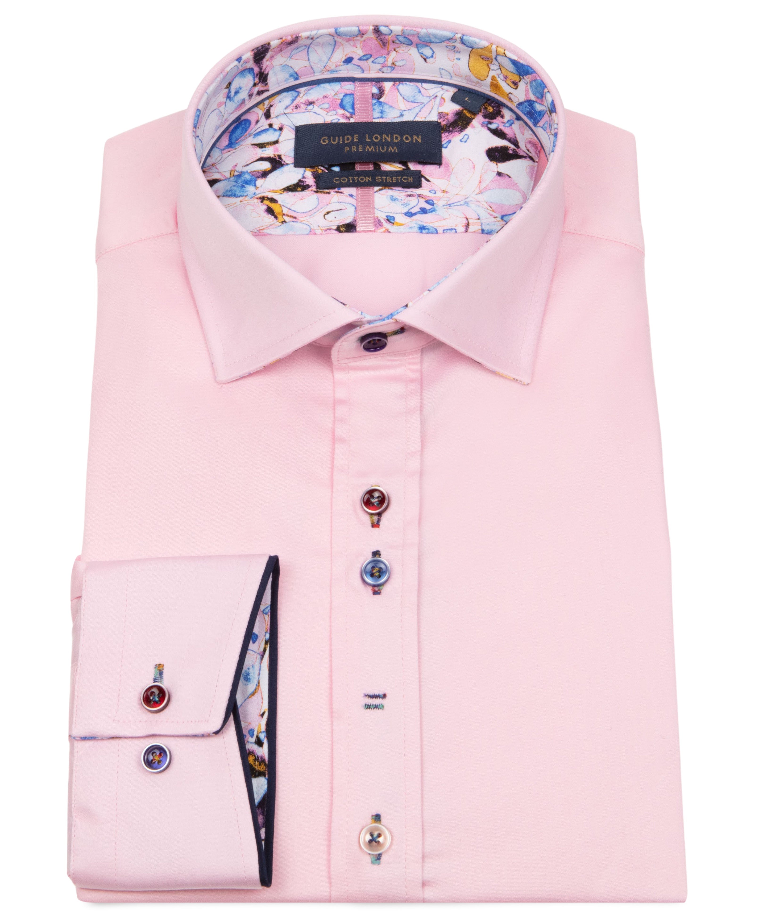 Guide London Long Sleeve Shirt : Plain But Not Plain Bubble Print - Pink