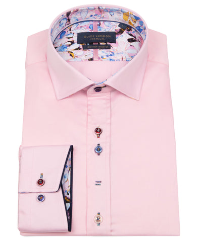 Guide London Long Sleeve Shirt : Plain But Not Plain Bubble Print - Pink