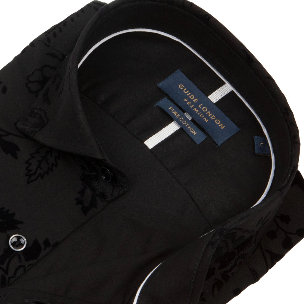Guide London Long Sleeve Shirt : Flock Floral - Black