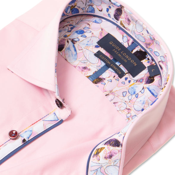 Guide London Long Sleeve Shirt : Plain But Not Plain Bubble Print - Pink