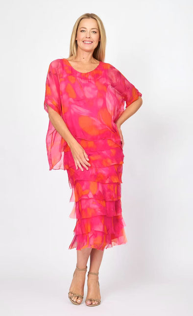 La Strada: Silk Rilassata Dress - Fuxia Fiora