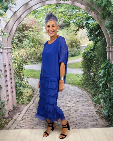 La Strada: Silk Rilassata Dress - Cobalt