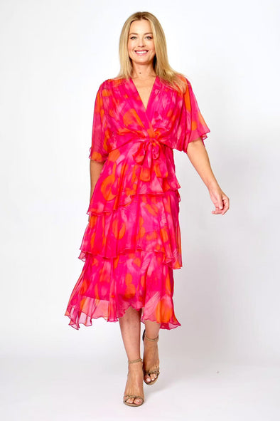 La Strada: Floaty Silk Dress - Fuxia Fiora