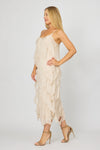 La Strada Silk Ruffle Dress in Beige