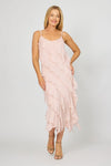 La Strada Silk Ruffle Dress in Blush