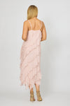 La Strada Silk Ruffle Dress in Blush