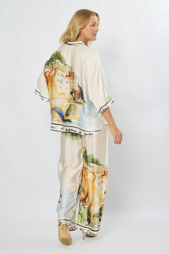 LaStrada: Silky Natural Positano Print Pants