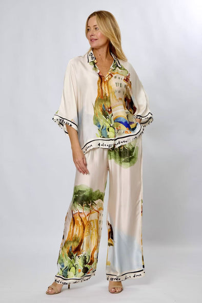 LaStrada: Silky Natural Positano Print Pants