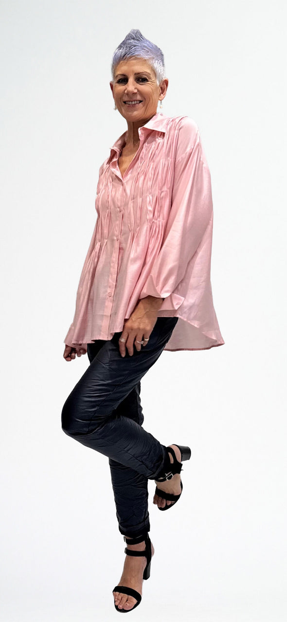 LaStrada: Tencel Pleat Shirt - Pink
