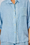 LaStrada: Linen Diamante Shirt - Denim Blue