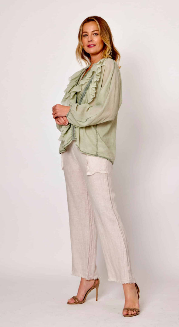 LaStrada: 100% Cotton Clementine Top - Khaki