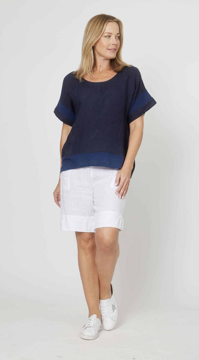 LaStrada: 100% Linen Riviera Shorts - White