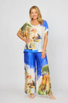 LaStrada: Silky Cobalt Positano Print Pants