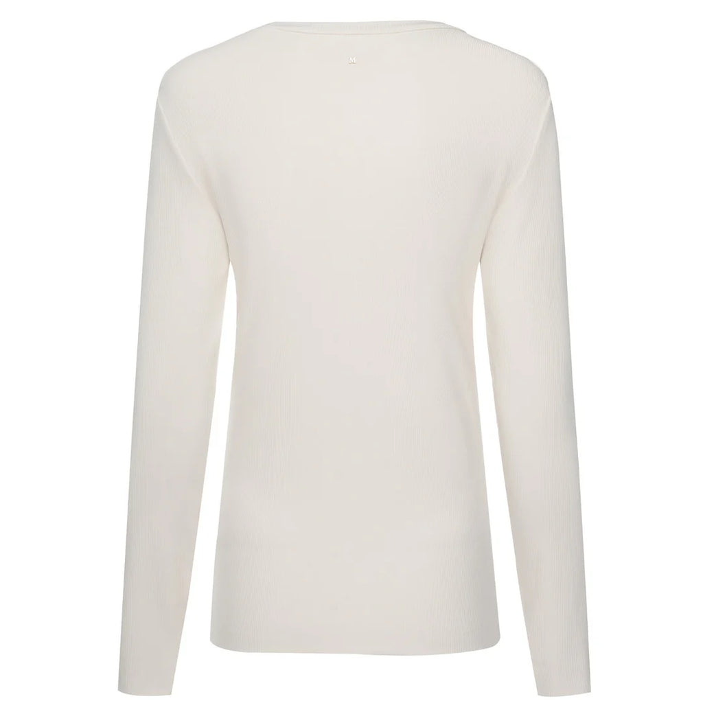 Moke: Lina Long Sleeve Ribbed Top - Pearl
