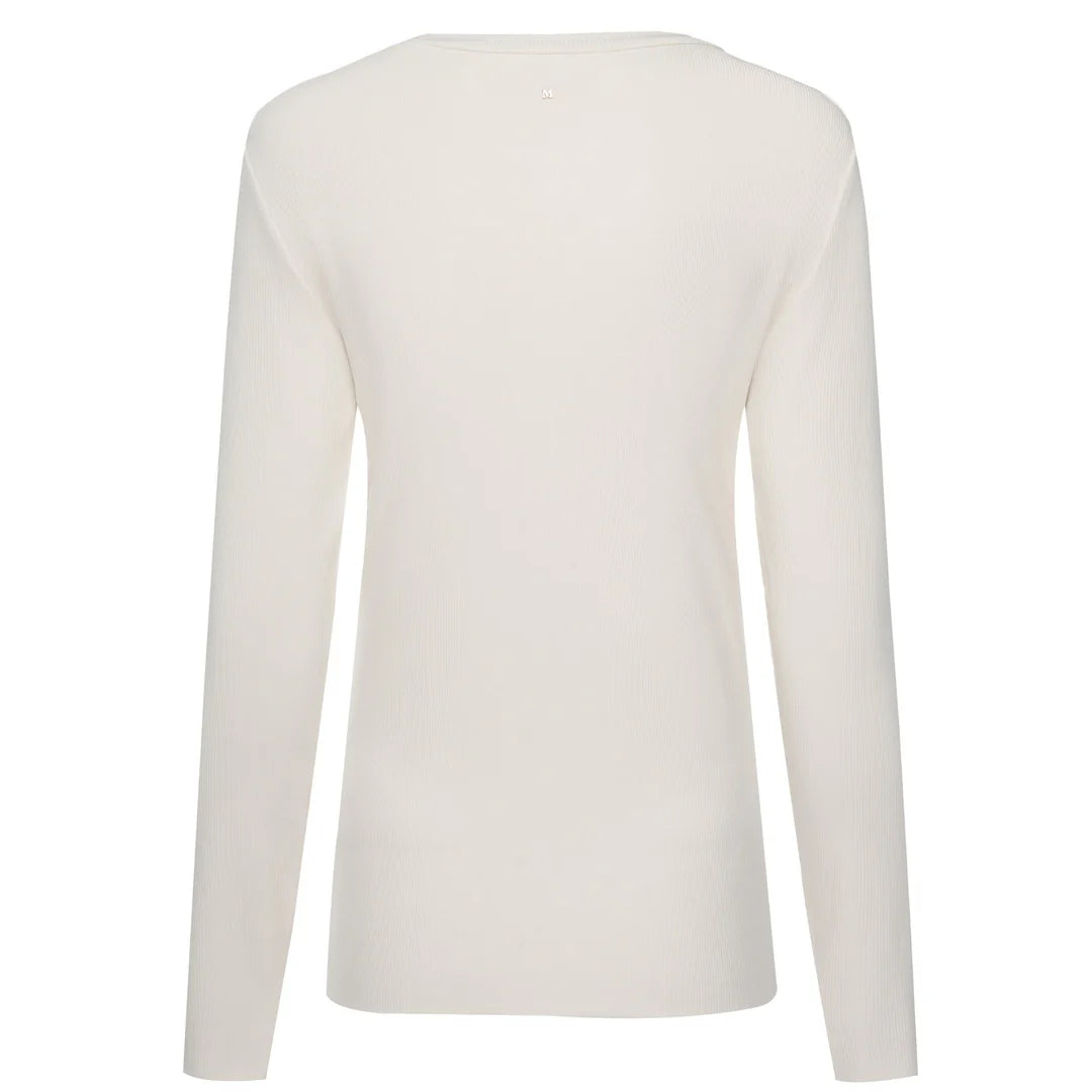 Moke: Lina Long Sleeve Ribbed Top - Pearl