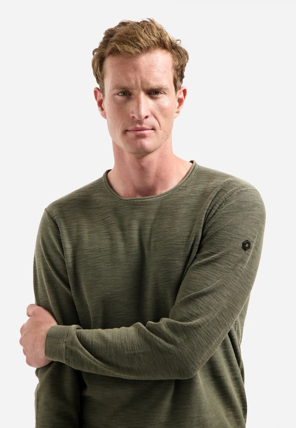 No Excess Slub Neck Sweatshirt - Dark Moss