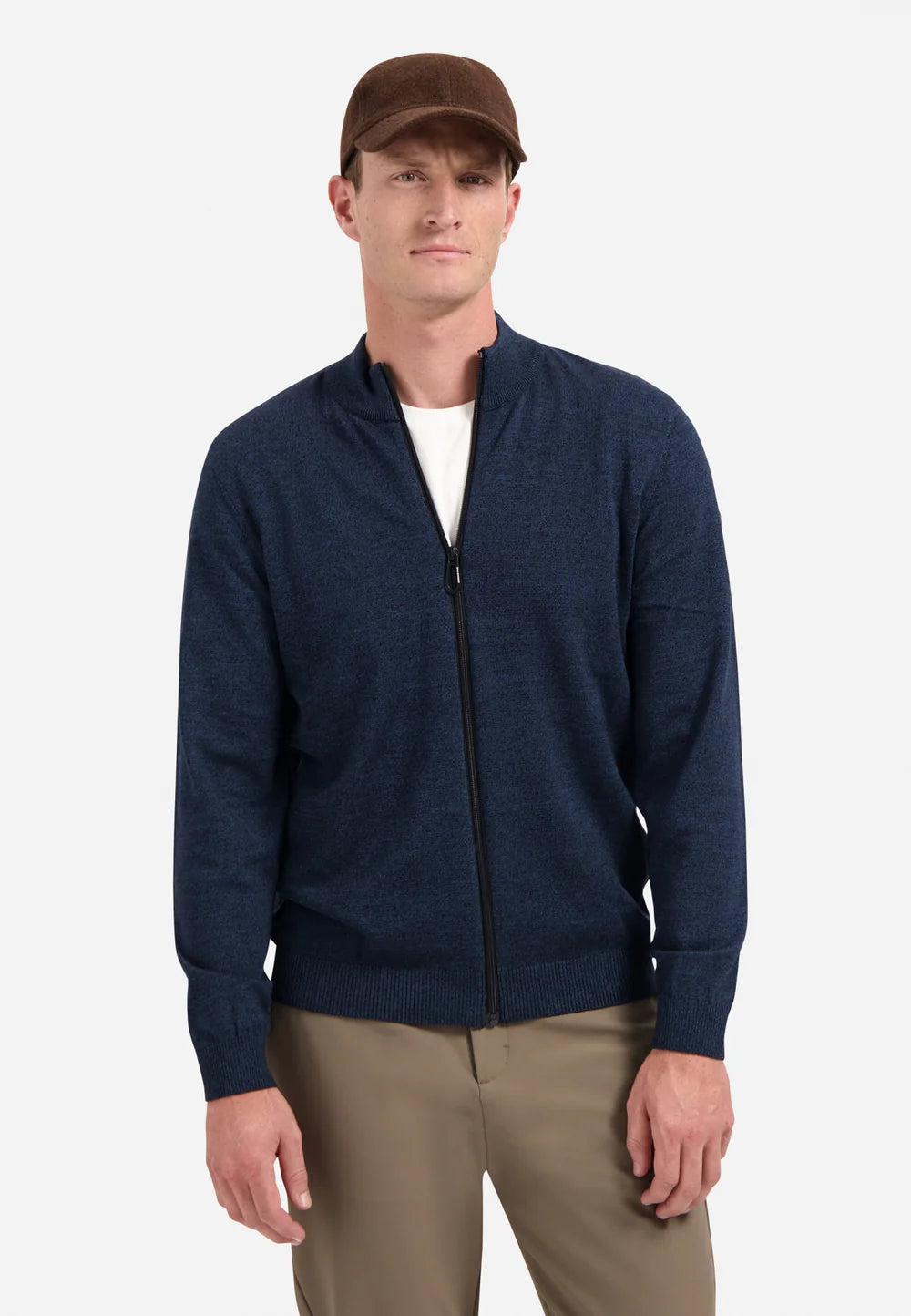 No Excess Pullover Cardigan - Full Zip - Navy Melange