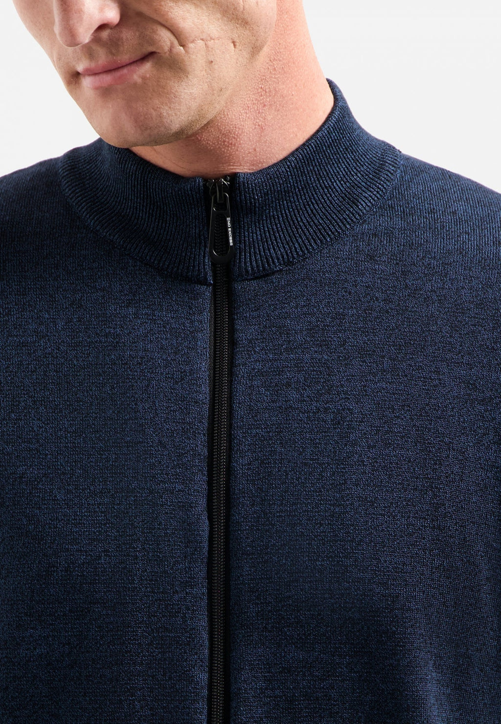 No Excess Pullover Cardigan - Full Zip - Navy Melange