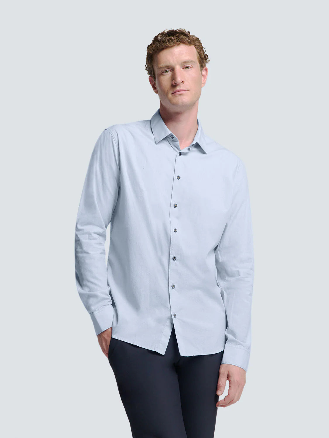 No Excess Long Sleeve Shirt: Oxford Shirt - Cloud