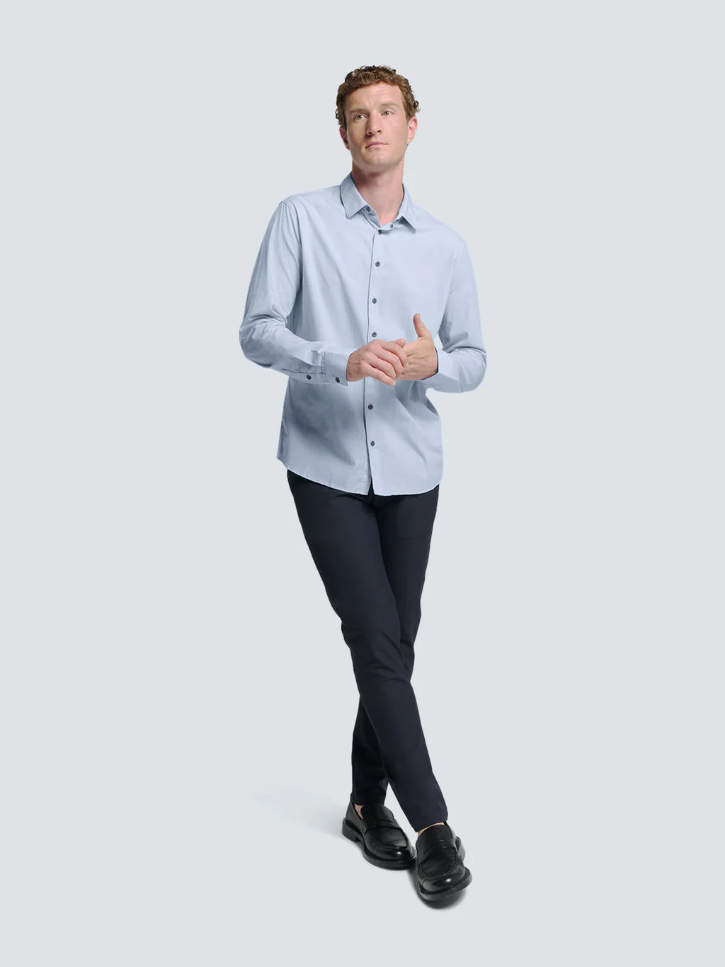 No Excess Long Sleeve Shirt: Oxford Shirt - Cloud