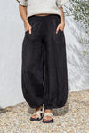 Nervatura Linen Pants in Black